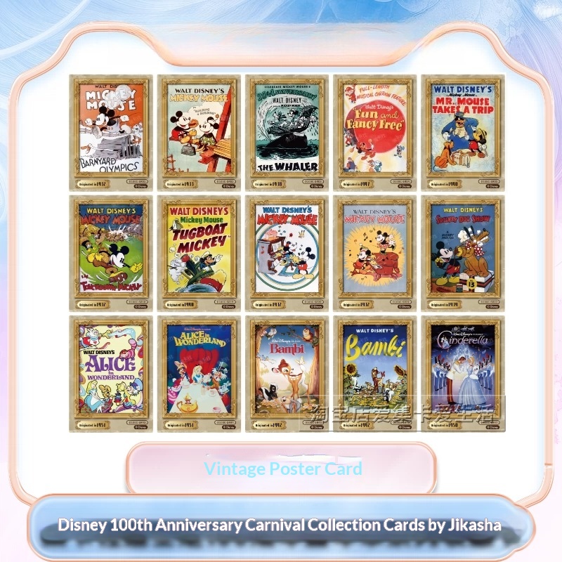 Vintage Disney Collectible - Cartões Colecionáveis Genuínos Disney 100º Aniversário: