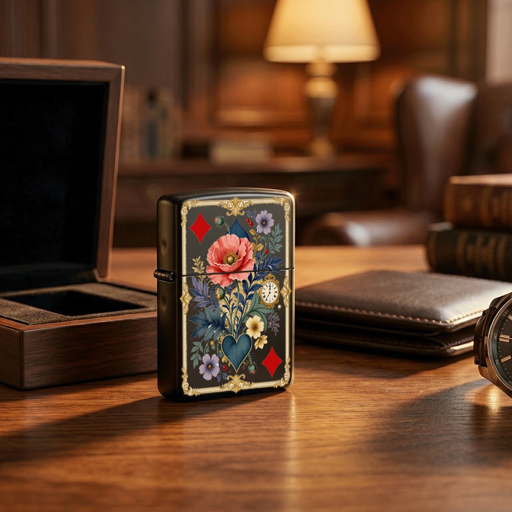 Vintage Collectible Playing Cards - Isqueiro Vintage Estilo Ornamentado com Tampa