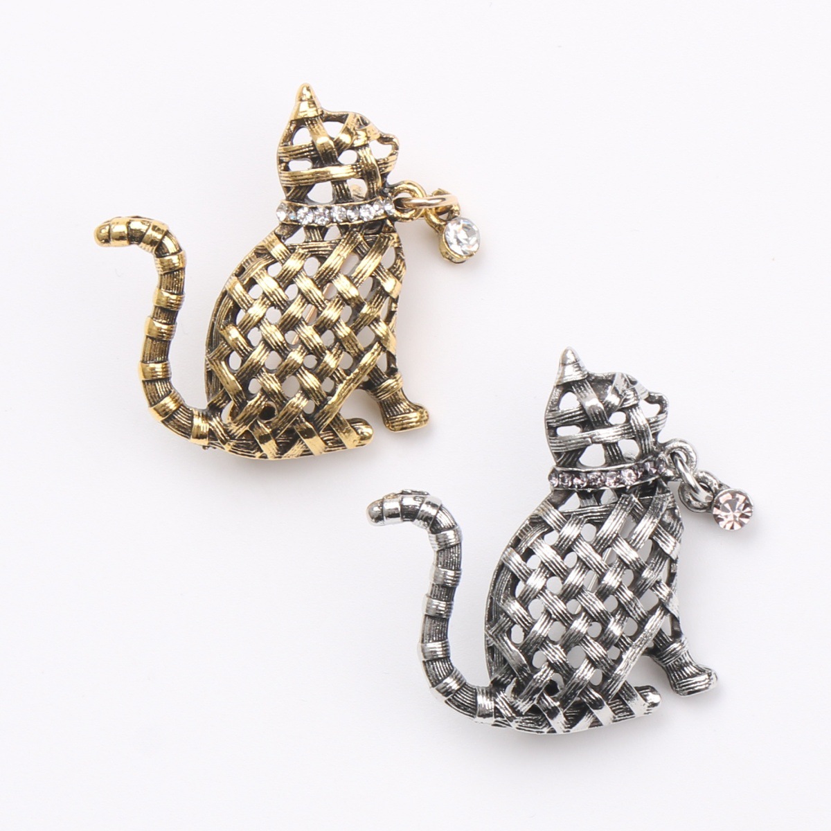 Collectible Vintage Brooches - Coleção de Broches de Gato Ornamentados,