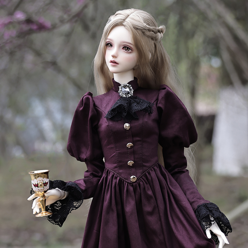 Vintage Cartoon Collectible - Elina-Vintage Aristocratic Purple Dress Resin Art