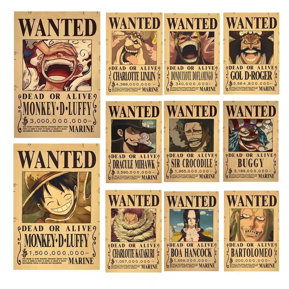 Vintage Collectible Toys - Pôsteres de Procurados do Anime One